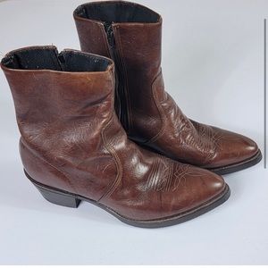 Vintage Durango Brown Western Cowboy Ankle Side Zip Boots Sz 10.5D